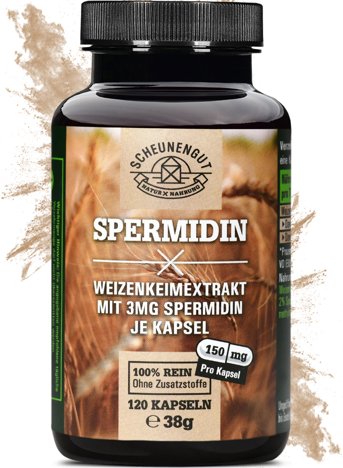 Spermidin -3mg je Kapsel- 100% natürlicher Weizenkeimextrakt I 5% Polyamin I 120 Kapseln